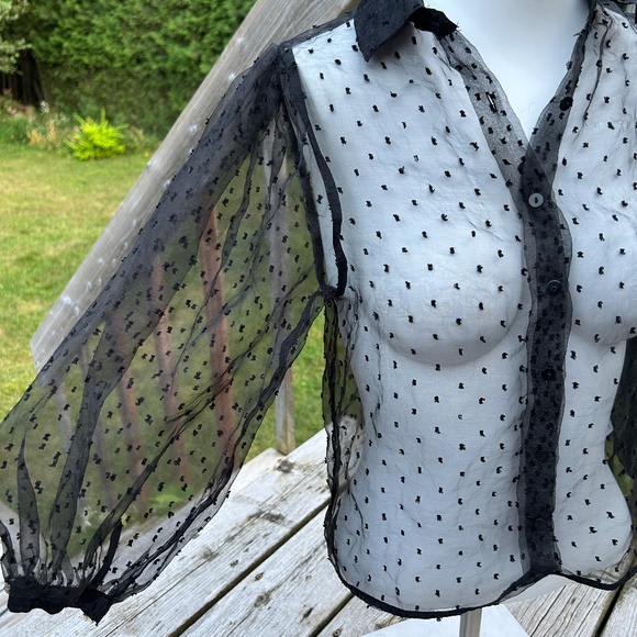 Pull&Bear⎪Polka Dot Printed Organza Shirt - Picture 4 of 9